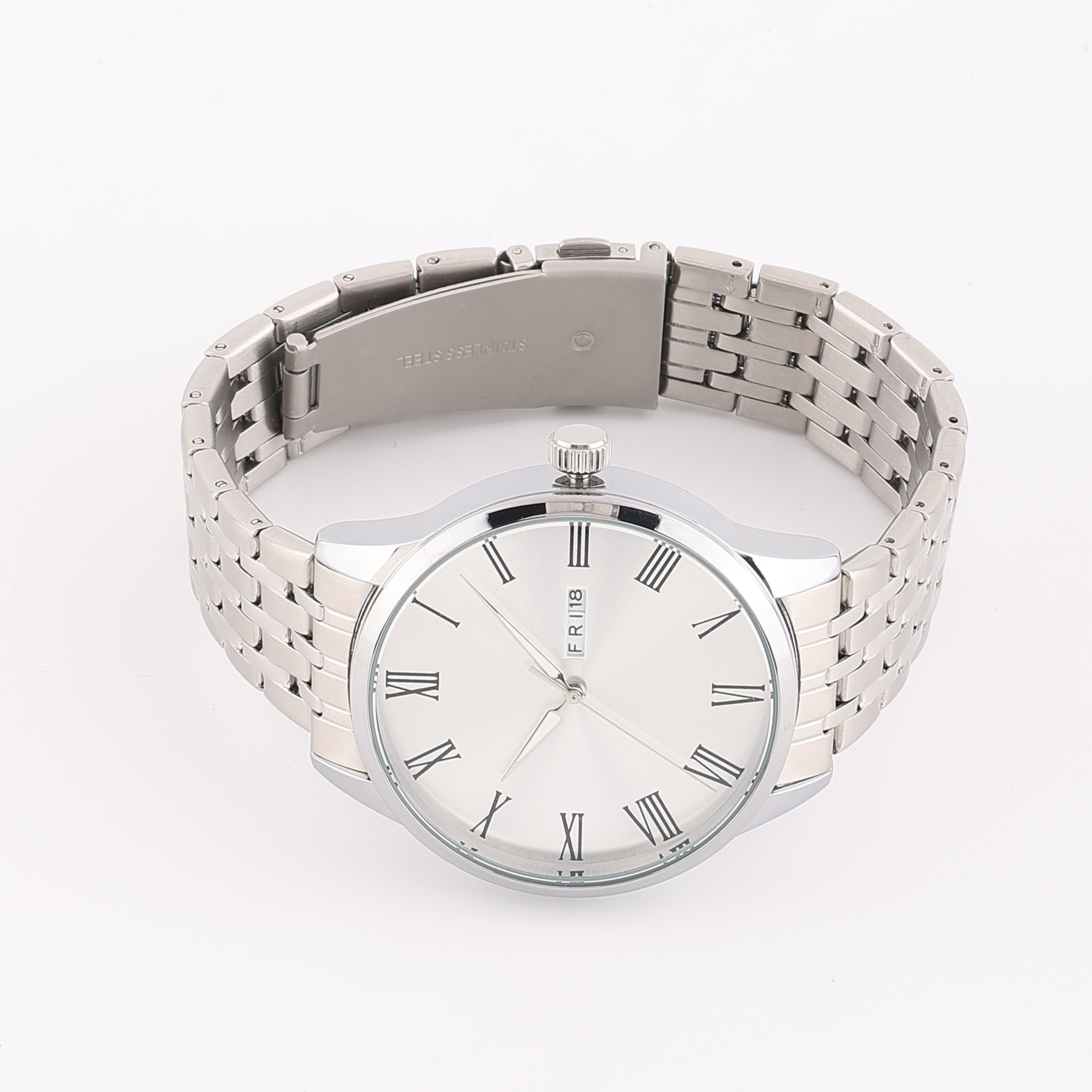 Men's Customized Bold Signature – White Dial, Steel Strap, Day-Date - Image 4